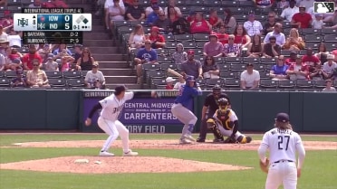 Brett Bateman doubles (6) on a sharp fly ball to right fielder Esmerlyn Valdez. Ben Cowles scores.
