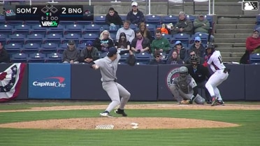 Chris Suero triples (1) on a fly ball to center fielder Kenedy Corona.