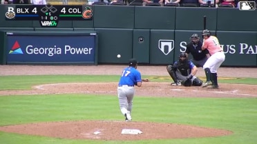 Cal Conley homers (1) on a fly ball to left center field.