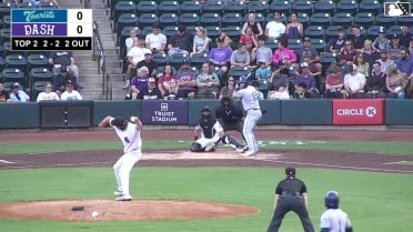 Nick Monistere singles on a ground ball to center fielder Ely Brown. Kyle Walker scores.