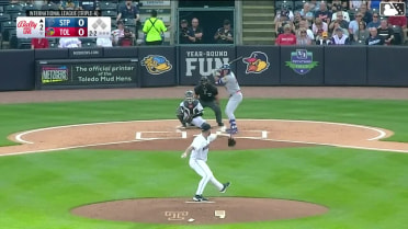 Aaron Sabato homers (12) on a fly ball to left field.