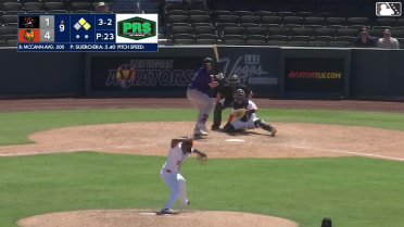 Kyle McCann doubles (1) on a ground ball to right fielder Brayan Buelvas. Zac Veen scores. Cole Carrigg to 3rd.