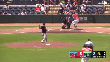 Sean Murphy doubles (1) on a sharp line drive to left fielder Matthew Etzel. Ben Gamel scores. Brewer Hicklen to 3rd.