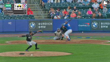 Grae Kessinger out on a sacrifice fly to right fielder Heston Kjerstad. Ji Hwan Bae scores.