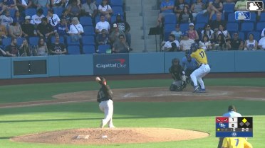 Jaron Elkins singles on a line drive to left fielder Qrey Lott. Javier Herrera scores.
