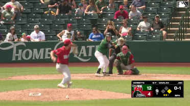 Charles Davalan doubles (24) on a fly ball to right fielder Alex McCoy. Victor Rodrigues scores.