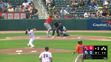 Matt Fraizer singles on a line drive to center fielder Mathieu Vallee. Max Ferguson scores.