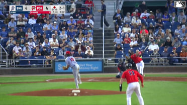 Johanfran Garcia doubles (12) on a line drive to left fielder Eli Serrano III. Brooks Brannon scores.