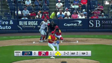 Leandro Pineda singles on a line drive to shortstop Erick Brito, deflected by pitcher Jean Cabrera. Cayden Wallace scores. Johnathon Thomas to 3rd. Sam Petersen to 2nd.