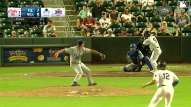 Kyle DeBarge singles on a sharp ground ball to center fielder Mike Sirota. Billy Amick scores.