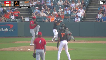 Frederick Bencosme doubles (19) on a line drive to right fielder T.J. White. Victor Figueroa scores. Thomas Sosa scores.
