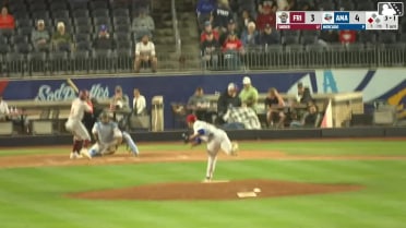 Jake Snider singles on a ground ball to third baseman Jansel Luis, deflected by pitcher Logan Mercado. Corey Joyce scores.