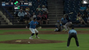 Trevor Austin doubles (13) on a fly ball to right fielder Devin Taylor. Yamal Encarnacion scores.