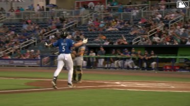 Luke Adams swats his third homerun of the season