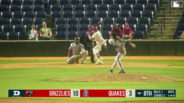 Kendrey Maduro doubles (8) on a line drive to left fielder Cameron Nelson. Lucas Ramirez scores.