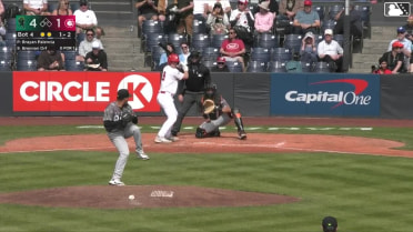 Brennan Orf triples (1) on a fly ball to right fielder Ty Hanchey.