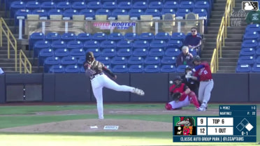 Nico Perez doubles (9) on a line drive to left fielder Tommy Hawke. Eduardo Quintero scores.