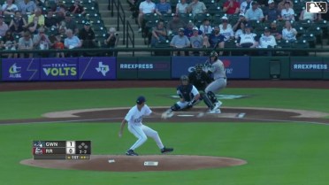 Aaron Schunk homers (1) on a fly ball to left field.