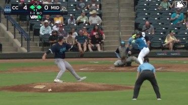 CJ Rodriguez out on a sacrifice fly to right fielder Lucas Spence. Euribiel Angeles scores.