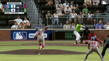 Maxton Martin out on a sacrifice fly to left fielder TJayy Walton. Chandler Pollard scores.