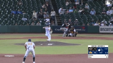 Darrien Miller out on a sacrifice fly to right fielder Austin Overn. Jheremy Vargas scores.