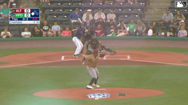 Aidan Longwell doubles (15) on a line drive to left fielder Titus Dumitru. Andy Perez scores.