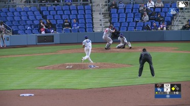 Tanner Thach singles on a line drive to center fielder Jaron Elkins. Roldy Brito scores.