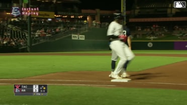 Sebastian Walcott singles in his Triple-A debut