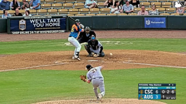 Cooper McMurray homers (3) on a fly ball to left center field. Nick Montgomery scores. Yamvier Carrero scores.