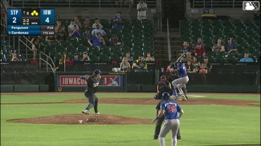 Noah Cardenas doubles (4) on a fly ball to left fielder Jordan Nwogu. Kala'i Rosario scores. Cody Morissette scores. Tanner Schobel scores.