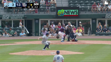 Robert Moore strikes out on a foul tip.