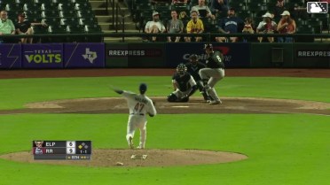 Nick Solak singles on a line drive to left fielder Aaron Zavala. Carlos Rodríguez scores.