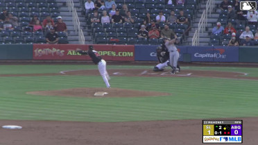 Ben Gobbel doubles (11) on a ground ball to right fielder Tyler Freeman. Yolmer Sánchez scores.