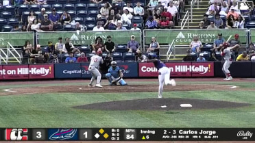 Carlos Jorge singles on a line drive to left fielder Emaarion Boyd. Ryan McCrystal scores. Ruben Ibarra to 2nd.