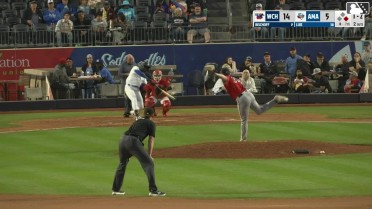 Jansel Luis homers (4) on a fly ball to center field. Ben McLaughlin scores.