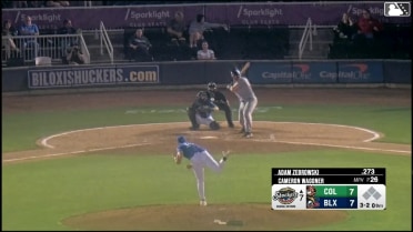 Adam Zebrowski homers (6) on a fly ball to left center field.