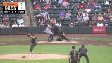 Jhon Diaz singles on a ground ball to right fielder George Wolkow. Nicandro Aybar scores.