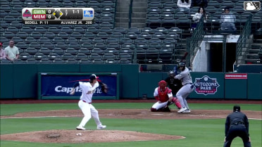 Nacho Alvarez Jr. singles on a sharp line drive to left fielder Mike Antico. Brewer Hicklen scores. Jim Jarvis to 2nd.