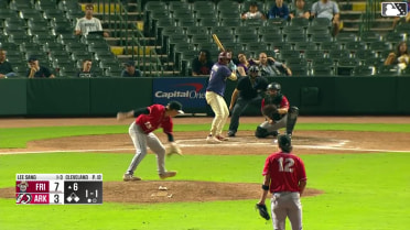 Marcus Lee Sang singles on a ground ball to left fielder Michael Arroyo. Frainyer Chavez scores. Rafe Perich to 2nd.