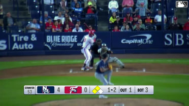 Alex Binelas out on a sacrifice fly to center fielder Ismael Munguia. Carson DeMartini scores.