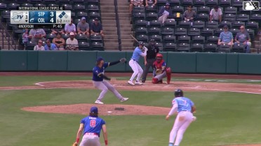 Milan Tolentino out on a sacrifice fly to left fielder Hendry Mendez. Kyle Manzardo scores.