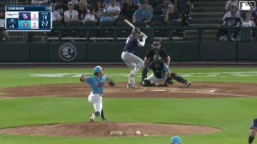 Carter Cunningham singles on a sharp line drive to left fielder Jackson Castillo. Aaron Parker scores.