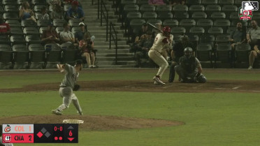 Carlos Sanchez singles on a line drive to center fielder Kevin Kilpatrick Jr. Austin Hendrick scores.