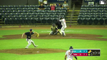 Josh Hood out on a sacrifice fly to left fielder Jake Cunningham. Caleb Cali scores.