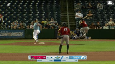 Tyler Gentry doubles (6) on a line drive to left fielder Drew Waters. Jace Jung scores. Corey Julks scores.