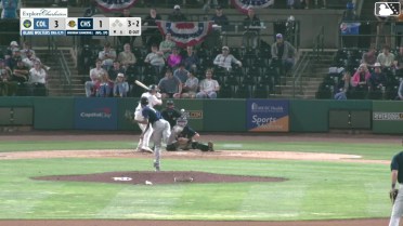 Taitn Gray triples (2) on a sharp line drive to center fielder Daniel Lopez.