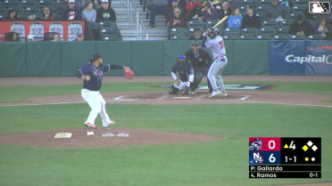 Jose Ramos doubles (1) on a sharp fly ball to center fielder Jace Bohrofen. Jacob Reimer scores.