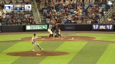 JD Dix strikes out swinging and Carlos Virahonda caught stealing 2nd, catcher Peter Burns to second baseman Capri Ortiz to catcher Peter Burns.