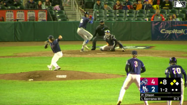 Eli Serrano III singles on a line drive to center fielder Jace Bohrofen. Wyatt Young scores. Diego Mosquera to 3rd.