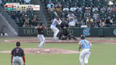 Nolan Jones doubles (13) on a ground ball to right fielder Joey Wiemer. Korey Lee scores.